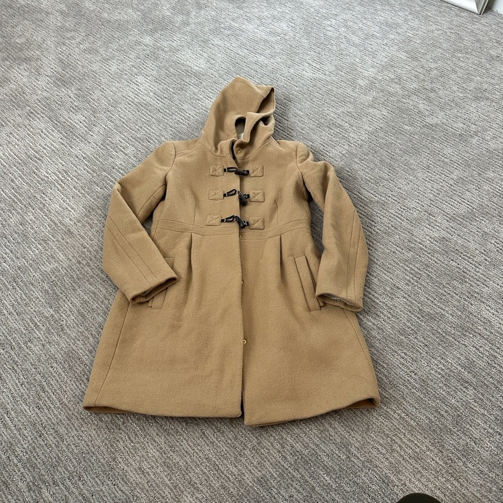 Zara Trafaluc Collection Camel Wool Hooded Toggle Coat